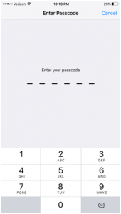 Setup passcode on iPhone