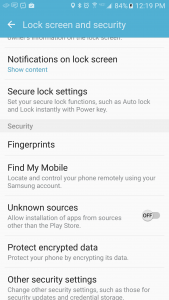 Encryption Settings on Android