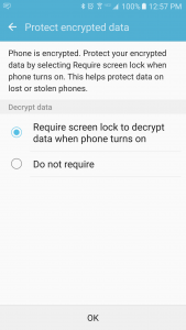 Android Setting to require screen lock